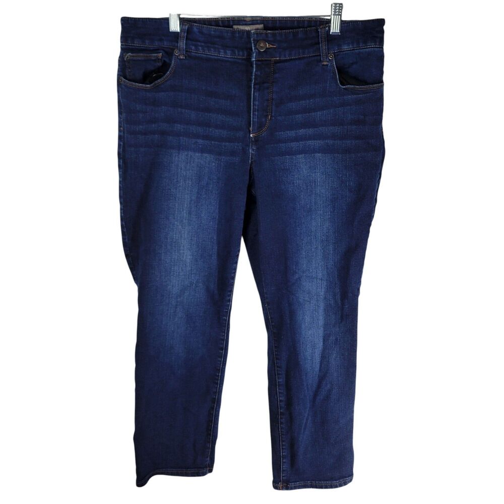 Chico's Womens Size 3 16 Blue Solid Slimming Jeans